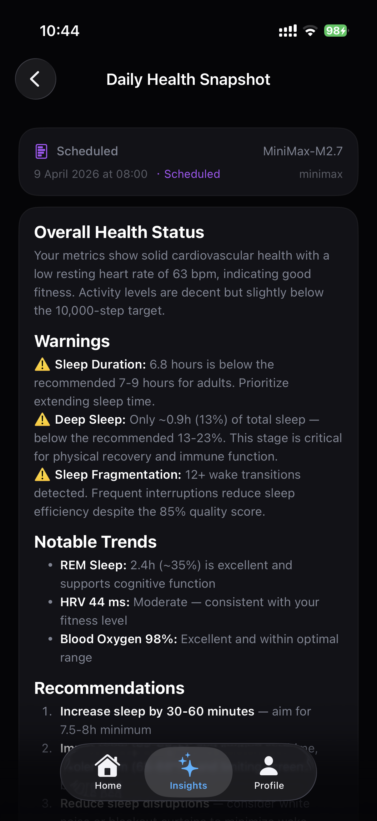 Scheduled AI analysis with push notifications